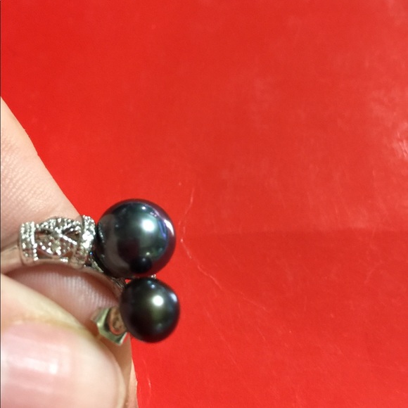 HP Black Tahitian Pearl .925 Sterling Silver Ring - Picture 6 of 8